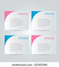 Business infographics tabs template for presentation, education, web design, banners, brochures, flyers. Pink and blue colors. Pink and blue. Vector illustration.