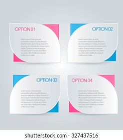 Business infographics tabs template for presentation, education, web design, banners, brochures, flyers. Pink and blue colors. Pink and blue. Vector illustration.