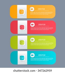Business infographics tabs template for presentation, education, web design, banners, brochures, flyers. Vector illustration.