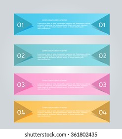 Business infographics tabs template for presentation, education, web design, banners, brochures, flyers. Vector illustration.