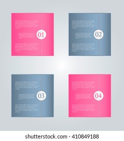 Business infographics tabs template for presentation, education, web design, banner, brochure, flyer. Pink and grey colors. Vector illustration.
