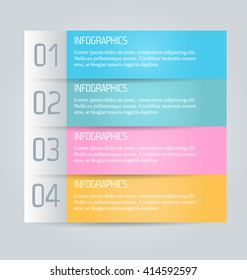 Business infographics tabs template for presentation, education, web design, banners, brochures, flyers. Vector illustration.
