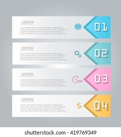 Business infographics tabs template for presentation, education, web design, banners, brochures, flyers. Vector illustration.