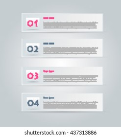 Business infographics tabs template for presentation, education, web design, banner, brochure, flyer. Pink and grey colors. Vector illustration.