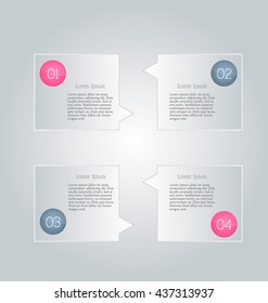 Business infographics tabs template for presentation, education, web design, banner, brochure, flyer. Pink and grey colors. Vector illustration.
