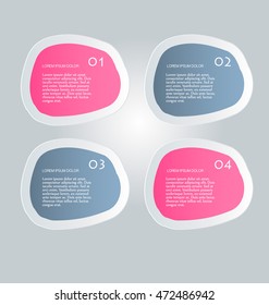 Business infographics tabs template for presentation, education, web design, banner, brochure, flyer. Pink and grey colors. Vector illustration.