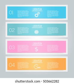 Business infographics tabs template for presentation, education, web design, banners, brochures, flyers. Vector illustration.