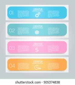 Business infographics tabs template for presentation, education, web design, banners, brochures, flyers. Vector illustration.