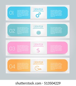 Business infographics tabs template for presentation, education, web design, banners, brochures, flyers. Vector illustration.