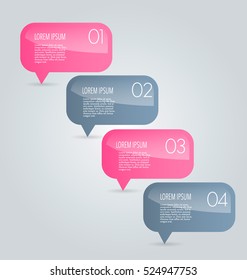 Business infographics tabs template for presentation, education, web design, banner, brochure, flyer. Pink and grey colors. Vector illustration.