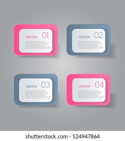 Business infographics tabs template for presentation, education, web design, banner, brochure, flyer. Pink and grey colors. Vector illustration.