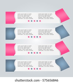 Business infographics tabs template for presentation, education, web design, banner, brochure, flyer. Pink and grey colors. Vector illustration.