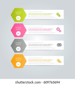 Business infographics tabs template for presentation, education, web design, banners, brochures, flyers. Vector illustration