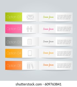 Business infographics tabs template for presentation, education, web design, banners, brochures, flyers. Vector illustration