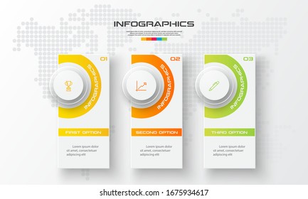 Business infographics template 3 steps rectangle,Vector illustration.