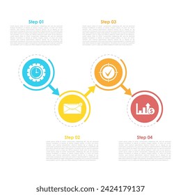 Business infographics template with 4 elements, steps, options, parts or processes. Isolated on white background.