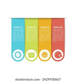 Business infographics template with 4 elements, steps, options, parts or processes. Isolated on white background.