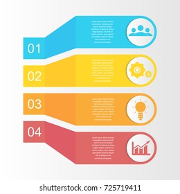 Business infographics. Template with 4 elements, steps, options, parts or processes.