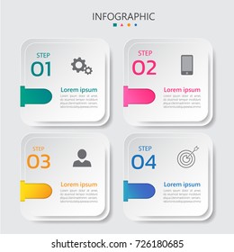 Business Infographics template 4 options or steps with  square banner,can be used for workflow layout, diagram, website, corporate report, advertising, marketing.vector illustration