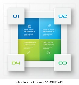 Business infographics template 4 steps with square,Element for design invitations,Vector illustration.