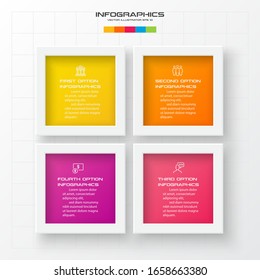 Business infographics template 4 steps with square,Element for design invitations,Vector illustration.