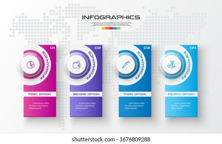 Business infographics template 4 steps rectangle,Vector illustration.