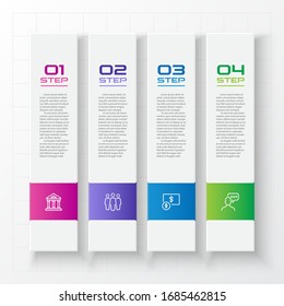 Business infographics template 4 steps rectangle,Vector illustration.