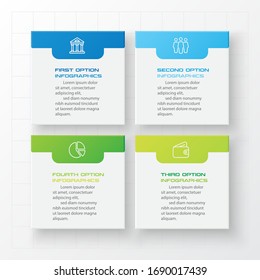 Business infographics template 4 steps with square,Element for design invitations,Vector illustration.