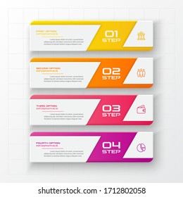 Business infographics template 4 steps rectangle,Vector illustration.