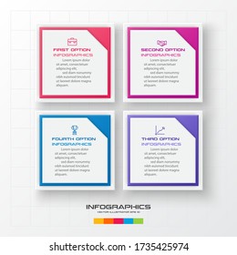 Business infographics template 4 steps with square,Element for design invitations,Vector illustration.
