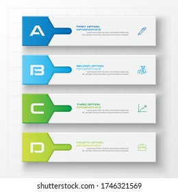 Business infographics template 4 steps rectangle,Vector illustration.