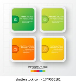 Business infographics template 4 steps with square,Element for design invitations,Vector illustration.