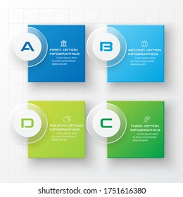 Business infographics template 4 steps with square, Element for design invitations, Vector illustration.