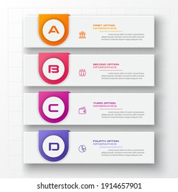 Business infographics template 4 steps rectangle,Vector illustration.