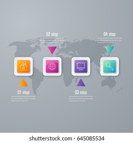 Business infographics template 4 steps with square. Can be used for workflow layout, diagram, number options, web design, presentations