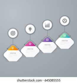 Business infographics template 4 steps with square. Can be used for workflow layout, diagram, number options, web design, presentations