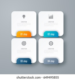 Business infographics template 4 steps with square. Can be used for workflow layout, diagram, number options, web design, presentations