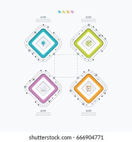 Business infographics template 4 steps with square. Can be used for workflow layout, diagram, number options, web design, presentations