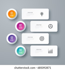 Business infographics template 4 steps with square. Can be used for workflow layout, diagram, number options, web design, presentations