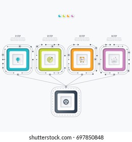 Business infographics template 4 steps with square. Can be used for workflow layout, diagram, number options, web design, presentations