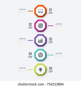 Business infographics template 4 steps. Data and information visualization. Dynamic infographics stylish geometric. element for design business invitations, gift cards, flyers and brochures