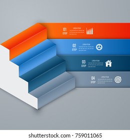 Business infographics template 4 steps square. Data and information visualization. Dynamic infographics stylish geometric. element for design business invitations, gift cards, flyers and brochures