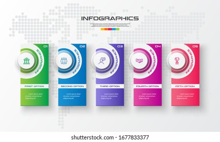 Business infographics template 5 steps rectangle,Vector illustration.