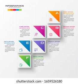 Business infographics template 6 steps with square, 