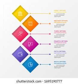 Business infographics template 6 steps with square,Element for design invitations,Vector illustration.