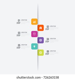 Infografía de negocios Plantilla 6 pasos con cuadrado. Vector de acciones. Infografía dinámica con estilo geométrico. elemento para el diseño de invitaciones de negocios, Tarjetas de regalo, folletos y folletos