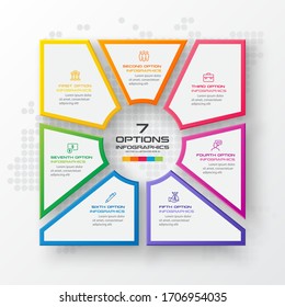 Business infographics template 7 steps with square,Element for design invitations,Vector illustration.