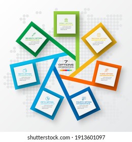 Plantilla de infografía empresarial 7 pasos con cuadrado,Elemento para invitaciones de diseño,Ilustración vectorial.