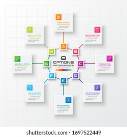 Business infographics template 8 steps with square,Element for design invitations,Vector illustration.