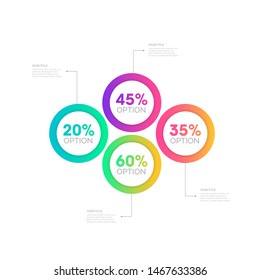 Business infographics template with circular shape for presentation, education, web design, banners, brochures. Vector design template icons for 4 options. EPS10